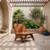 Sculptural Armless Lounge Chair | Modern Organic Accent Chair with Open Frame Base