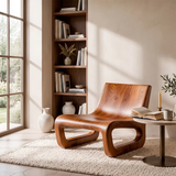 Sculptural Lounge Chair with Rounded Loop Base | Organic Modern Wood Accent Chair
