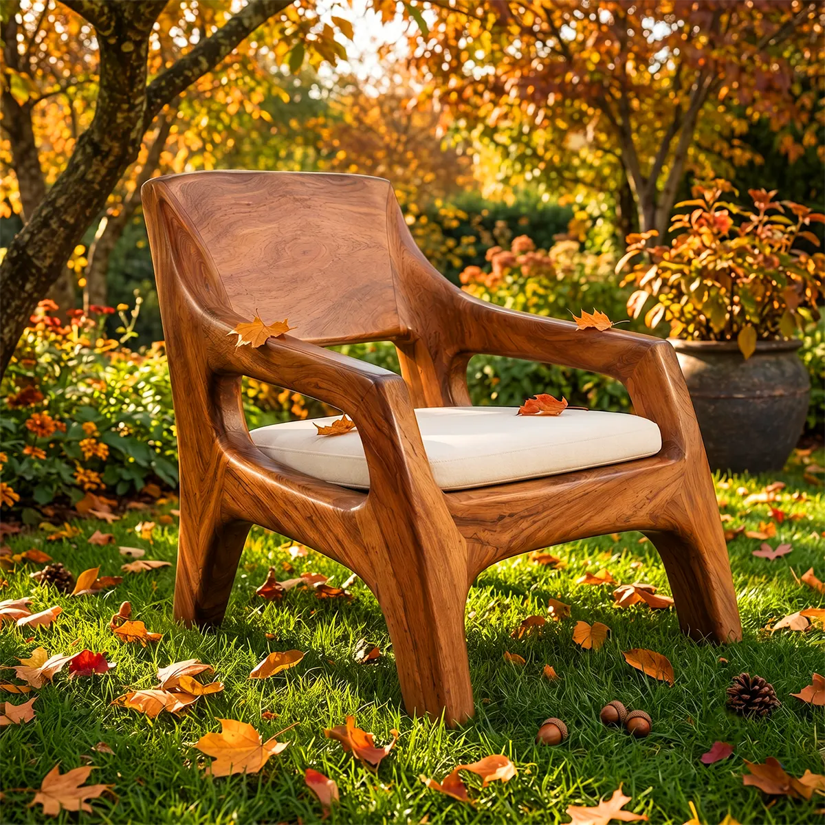Sculptural Curved Lounge Chair | Modern Organic Accent Chair with Open Arms