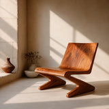 Sculptural Z-Frame Lounge Chair | Modern Low Profile Armless Accent Chair