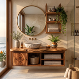 Floating Solid Wood Bathroom Vanity | Modern Bathroom Vanity with Open Storage and Cabinet TT006-3250