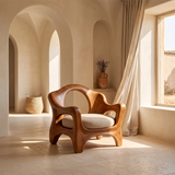 Sculptural Curved Armchair with Open Back | Organic Lounge Chair