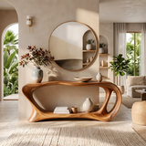 Organic Wave Console Table with Open Shelf for Modern Entryway & Living Room TT006-9593