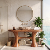 Sculptural Freestanding Bathroom Vanity with Curved Legs | Organic Modern Open Frame Design