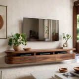 Modern Floating TV Stand with Open Media Shelf & Three Storage Drawers TT006-2WVU2VZ