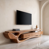 Modern Organic TV Stand with Sculptural Wave Frame & Three Drawer Storage TT006-9XJR2WM