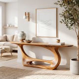 Organic Modern Console Table with Sculptural Open Base for Entryway & Living Room TT006-9597