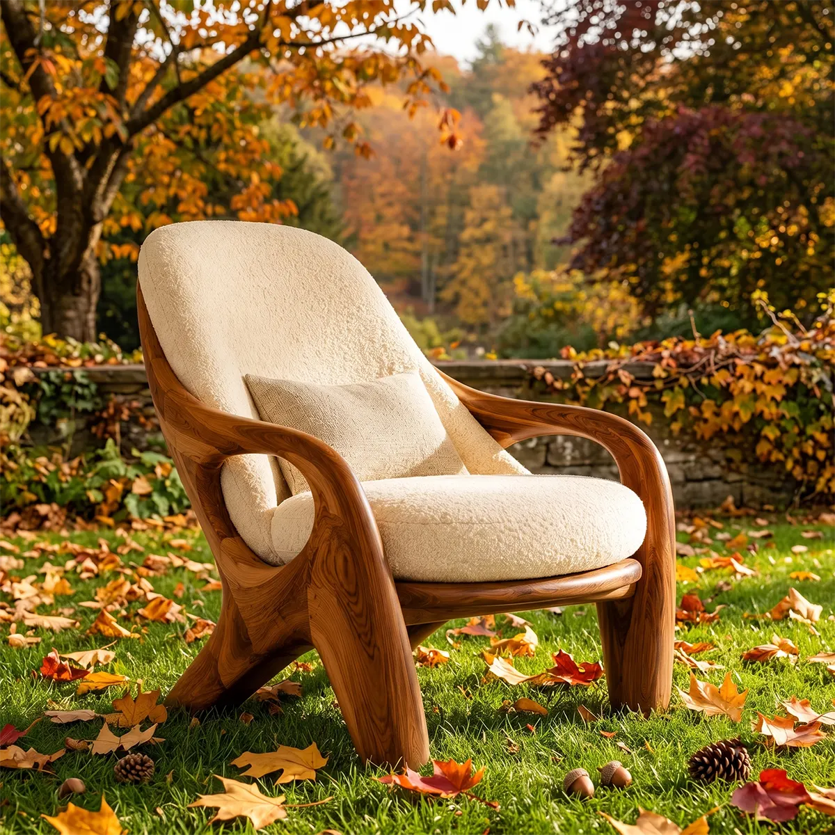 Sculptural Curved Lounge Chair with Arms | Modern Reading Chair for Living Room & Bedroom