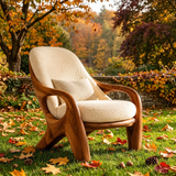 Sculptural Curved Lounge Chair with Arms | Modern Reading Chair for Living Room & Bedroom