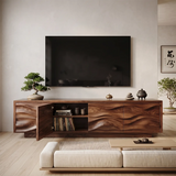 Modern Organic TV Stand with Sculpted Cabinets | Entertainment Console TT006-6CBU3TP