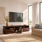 Modern Organic TV Stand with Sculpted Cabinets | Open Display Media Console TT006-5EKO4LA