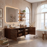 Floating Bathroom Vanity with 3 Doors | Sculpted Wave Front Wall Mounted Vanity Cabinet