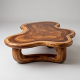 Modern Organic Solid Wood Coffee Table with Sculptural Curved Base TT006-4311