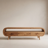 Modern Organic TV Stand with Open Shelf | Three Drawer Media Console TT006-6OAK3NB
