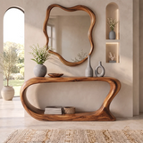 Organic Modern Console Table with Open Shelf & Sculptural Curved Frame for Entryway TT006-6916