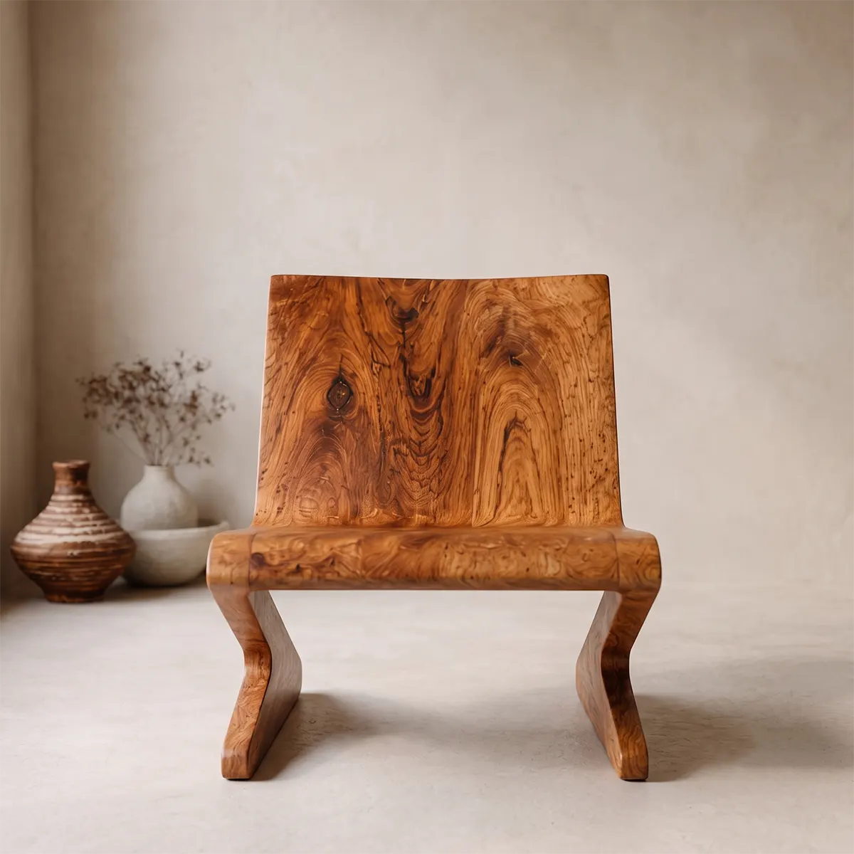 Sculptural Z-Frame Lounge Chair | Modern Low Profile Armless Accent Chair
