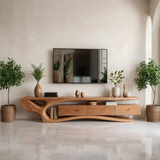 Modern Organic TV Stand with Sculptural Wave Frame & Three Drawer Storage TT006-9XJR2WM