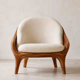 Sculptural Curved Accent Chair with Arms | Modern Lounge Chair for Living Room & Bedroom