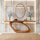 Organic Sculptural Console Table with Asymmetrical Loop Base for Modern Entryway TT006-2617