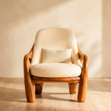 Sculptural Curved Lounge Chair with Arms | Modern Reading Chair for Living Room & Bedroom