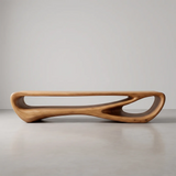 Organic Modern TV Stand with Sculptural Open Shelving & Curved Silhouette TT006-8QOM3WX