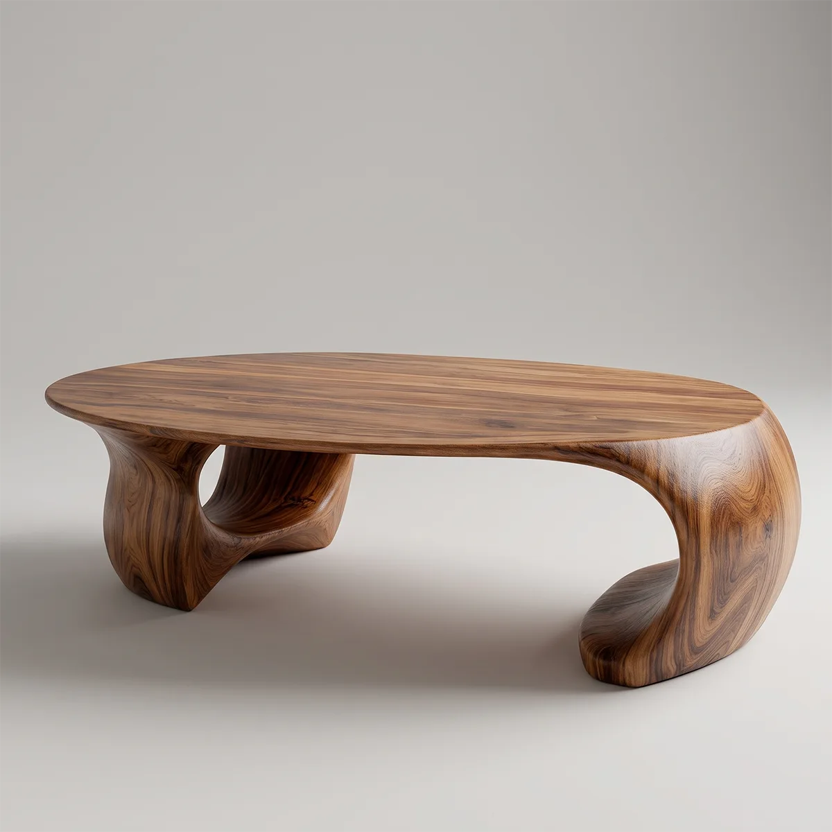Organic Solid Wood Coffee Table | Sculptural Modern Oval Center Table TT006-2706