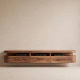 Modern Floating TV Stand with Open Media Shelf & Three Storage Drawers TT006-2WVU2VZ
