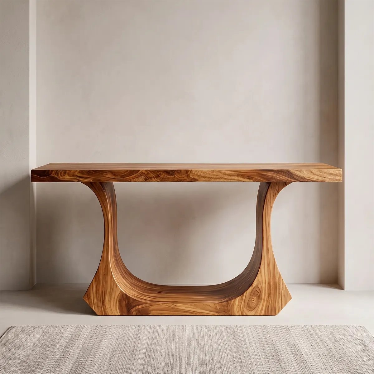Modern Wooden Console Table with Sculptural Open Arch Base for Entryway & Hallway TT006-5795