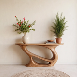 Organic Modern Console Table with Sculptural Double-Loop Base for Entryway TT006-6035