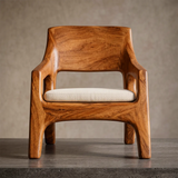 Sculptural Curved Lounge Chair | Modern Organic Accent Chair with Open Arms