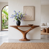 Organic Sculptural Console Table with Oval Top for Modern Entryway & Living Room TT006-4241