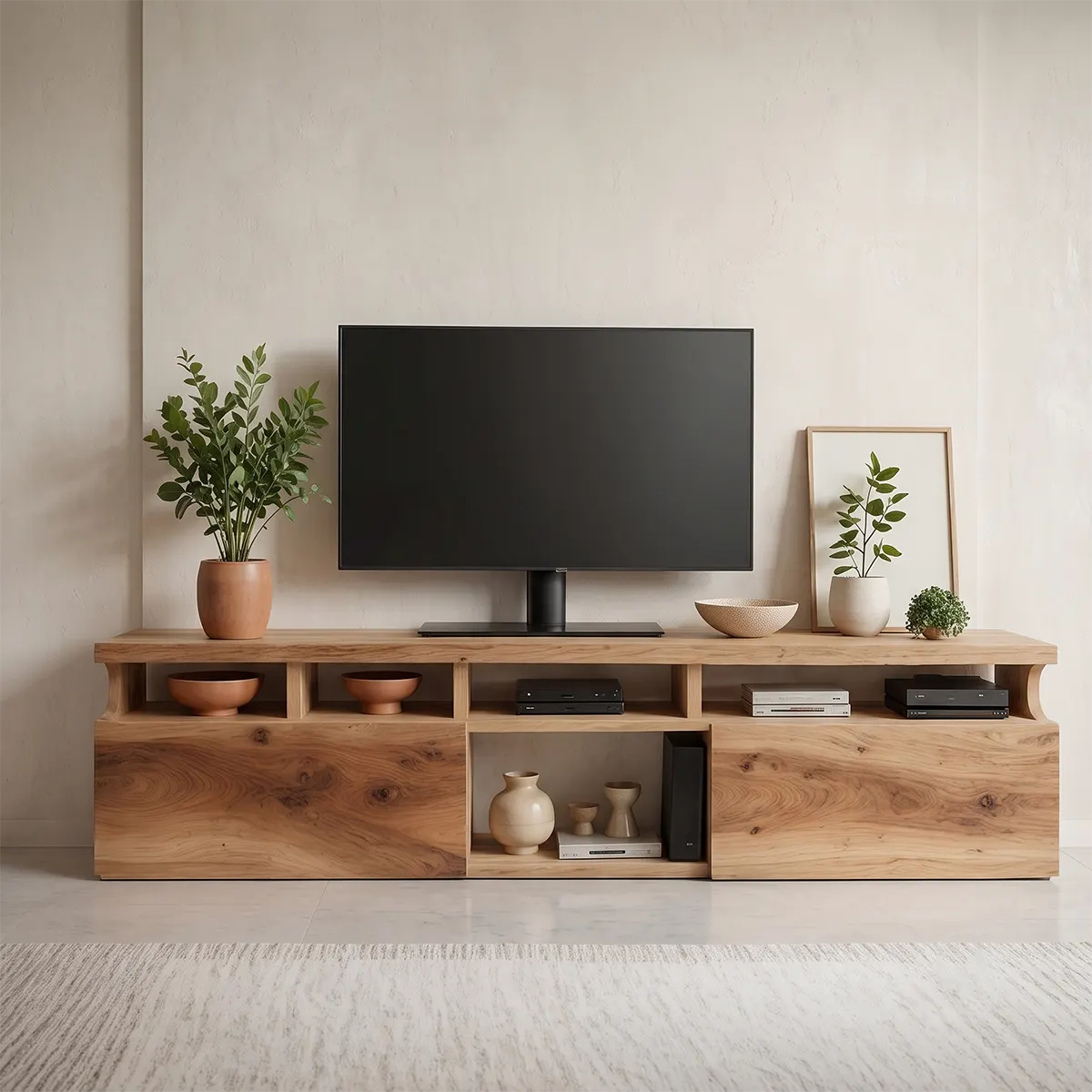 Modern TV Stand with Dual Storage Cabinets | Open Media Console TT006-6PQC5TA