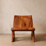 Sculptural Lounge Chair | Wide Curved Armless Accent Chair with Geometric Open Base