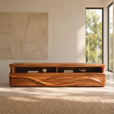 Modern Organic TV Stand with Sculpted Cabinets | Open Display Media Console TT006-5EKO4LA