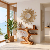 Modern Sculptural Console Table with Shelves | Organic Entryway Console Table for Contemporary Homes TH003-6721