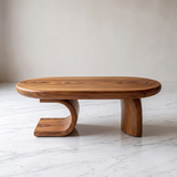 Modern Sculptural Coffee Table | Oval Center Table with Curved Pedestal Base TH003-2377