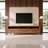 Wave Carved TV Stand with 3 Drawers & Open Shelves | Modern Media Console TH003-5GTN4YH