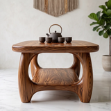 Modern Coffee Table with Open Shelf | Rounded Rectangle Center Table for Contemporary Living Room TH003-8562