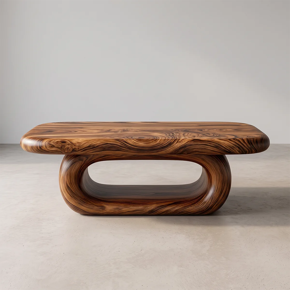 Modern Coffee Table with Sculptural Open Base | Rounded Rectangle Center Table for Contemporary Living Room TH003-5785