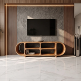 Sculptural TV Stand with Open Shelves | Organic Modern Media Console TH003-2CWG4EI