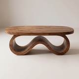 Modern Wave Coffee Table | Sculptural Curved Center Table for Contemporary Living Room TH003-2856