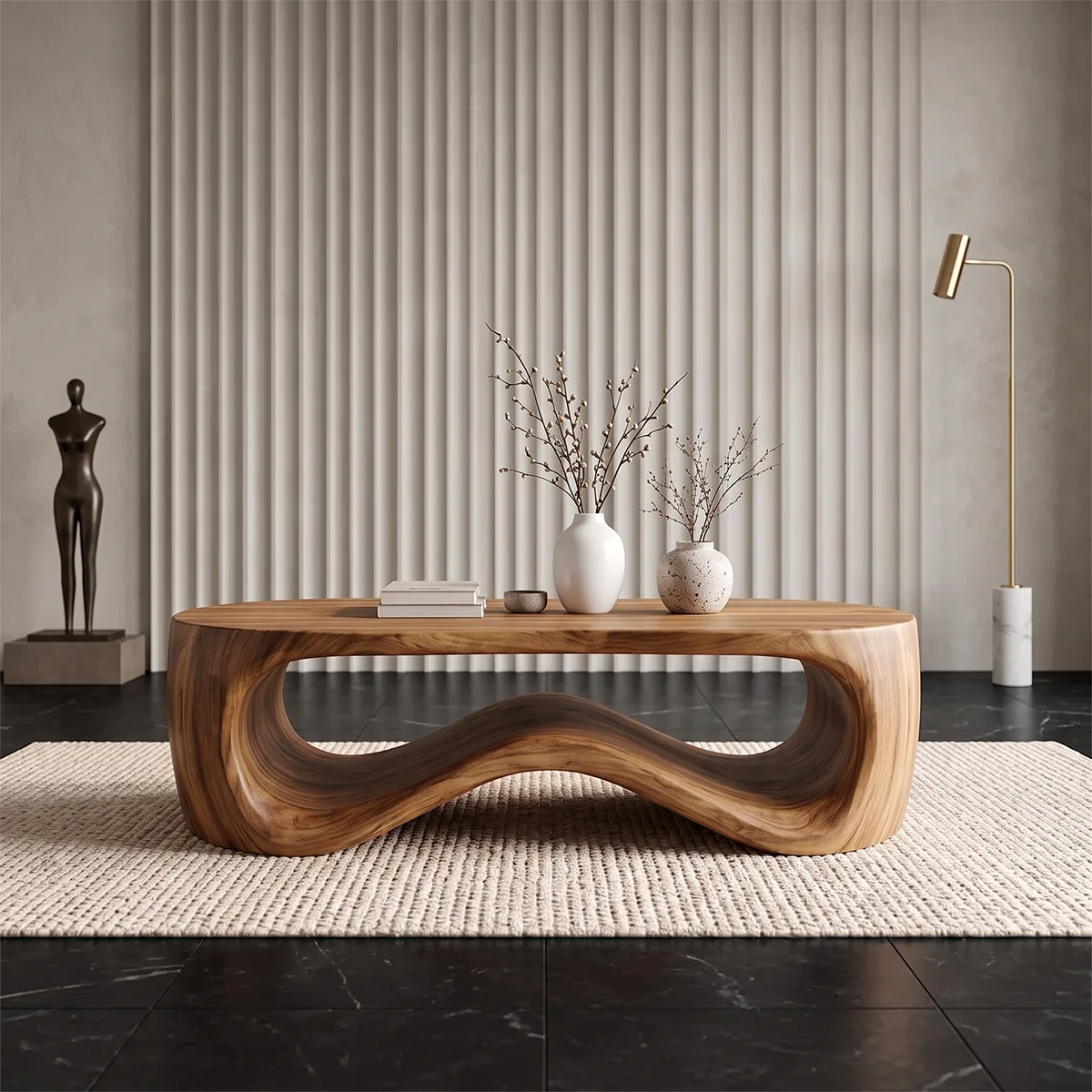Sculptural Wave Coffee Table | Modern Curved Statement Center Table