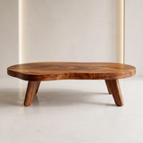 Organic Pebble Coffee Table | Modern Irregular Wood Coffee Table for Minimalist Living Room TH003-6867