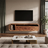 Floating TV Stand with 2 Drawers & Open Storage | Modern Media Console TH003-7DOM5TA