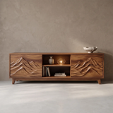 Carved Mountain TV Stand with 4 Cabinets | Modern Media Console TH003-4VZB9ZR