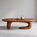 Organic Oval Coffee Table | Sculptural Wave Base Coffee Table for Modern Minimalist Living Room TH003-5893