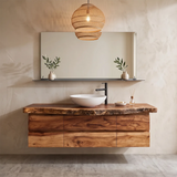 Live Edge Floating Bathroom Vanity with 6 Drawers | Modern Wall Mounted Bathroom Cabinet