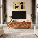 Mountain Relief TV Stand with Dual Cabinets & Center Drawer | Modern Media Console TH003-4KCH4LO