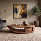 Modern Oval Coffee Table | Organic Sculptural Low Profile Living Room Center Table