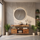 Live Edge Bathroom Vanity | Modern Floating Vanity with Storage Drawers TH003-2PAL7VO